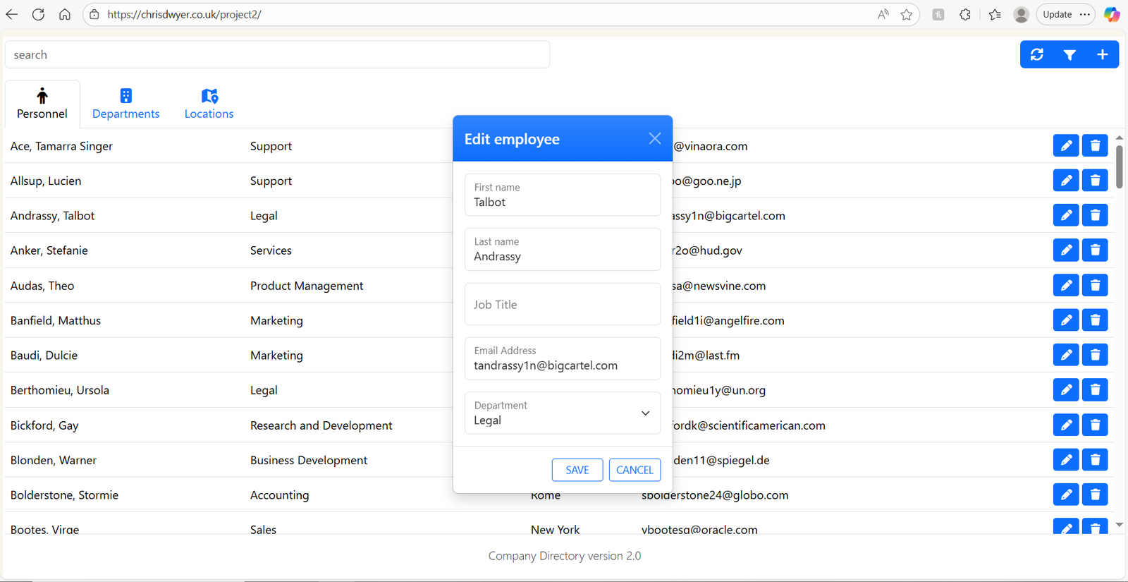 Project 1 screenshot